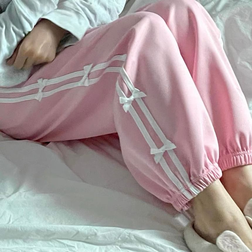 PINPI - Gestreepte baggy joggingbroek met trekkoord en strik