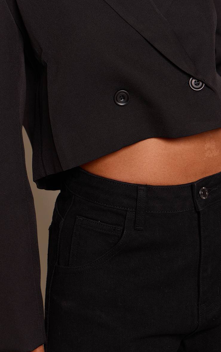 Noir Blazer Court Tissé Avec Épaulettes