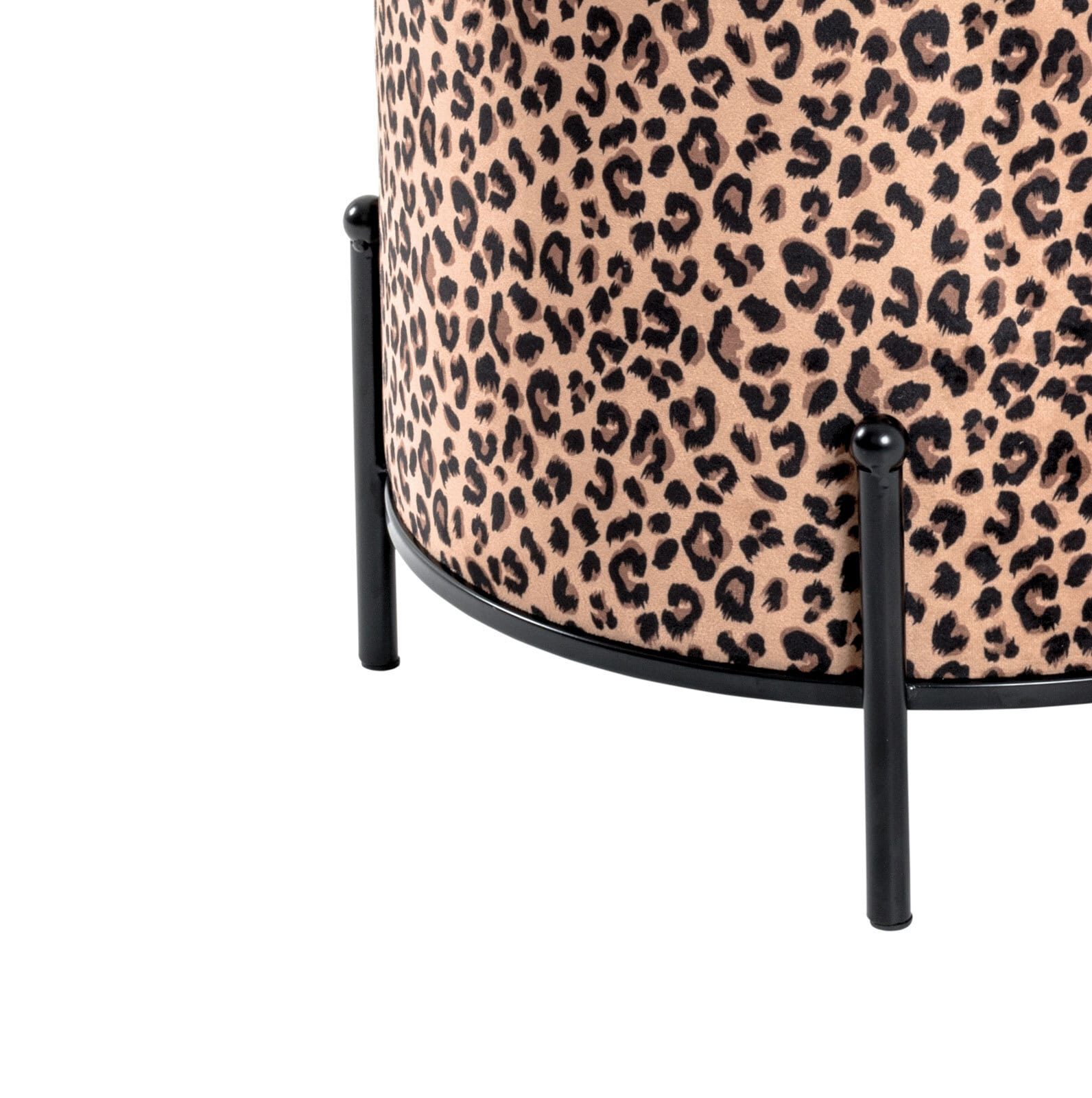 Hocker rund 48 cm Schwarz/ Leopardenmuster