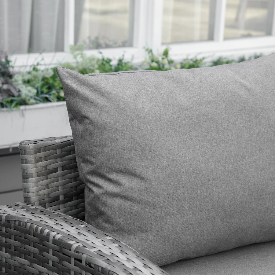 Outsunny Gartenmöbel Set mit Hocker grau