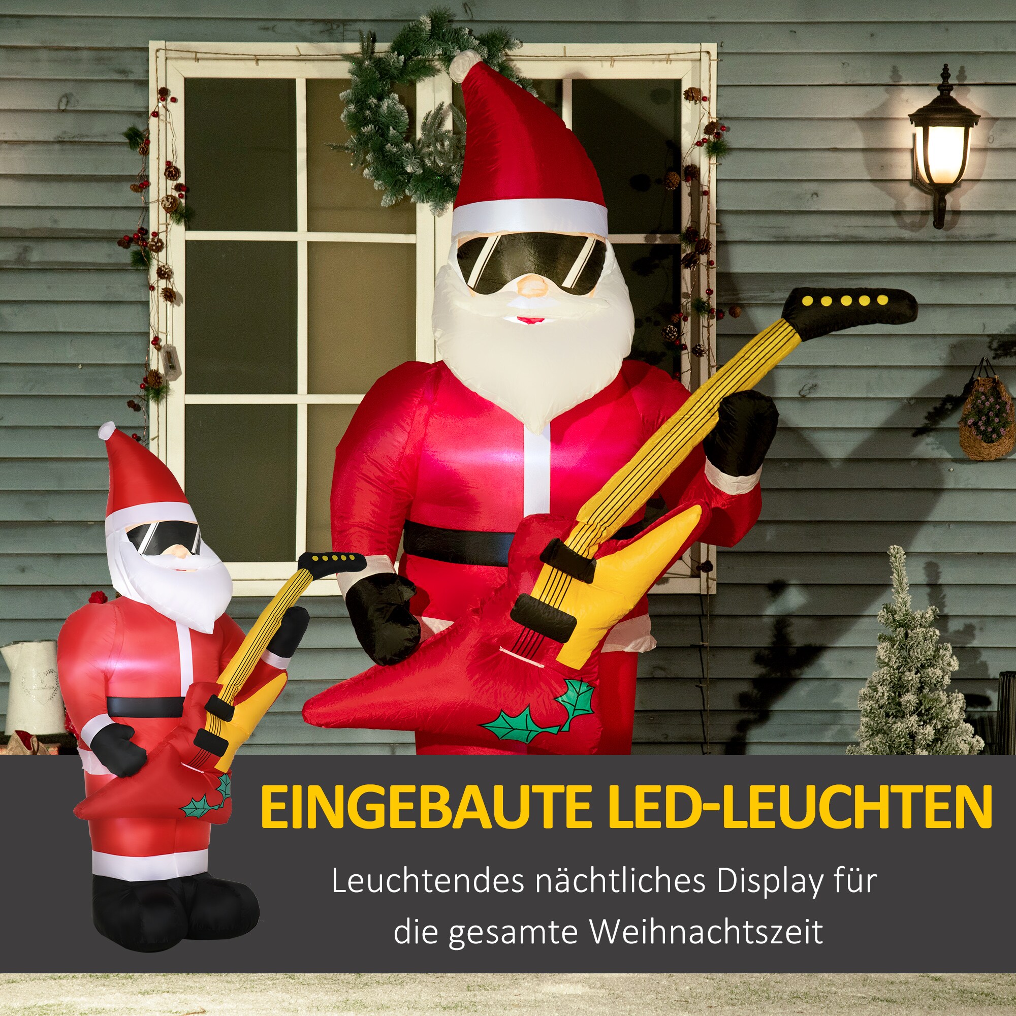 Outsunny Aufblasbare Weihnachtsdekoration mit LED-Beleuchtung rot 140L x 75B x 215H cm