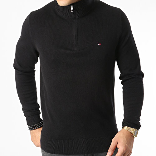 Pull Col Zippé Pima 8049 Noir