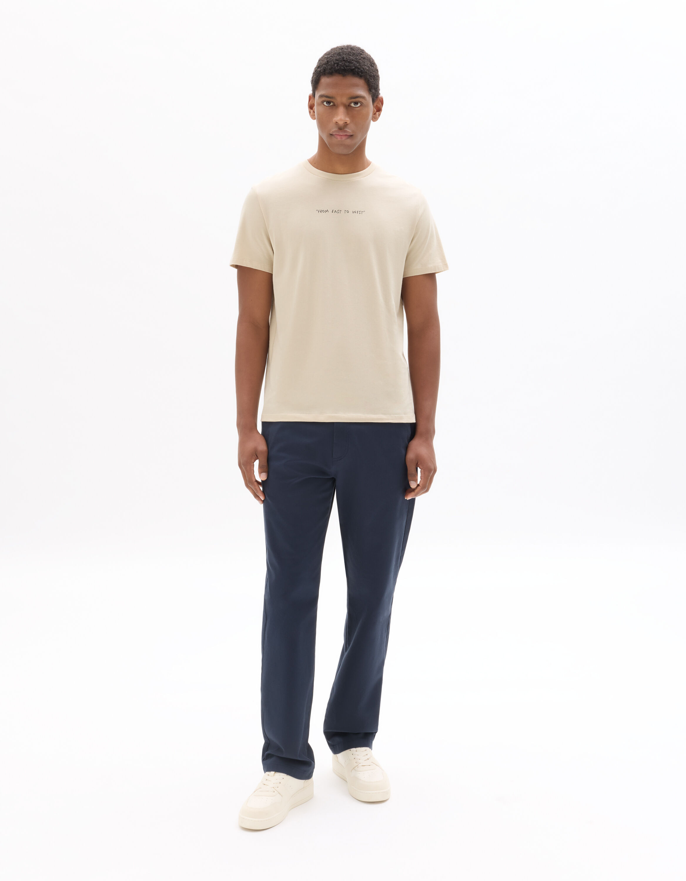 Pantalon chino straight en coton stretch longueur standard - marine
