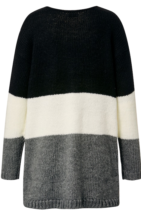 Pullover, oversized, Blockstreifen, V-Ausschnitt, Langarm