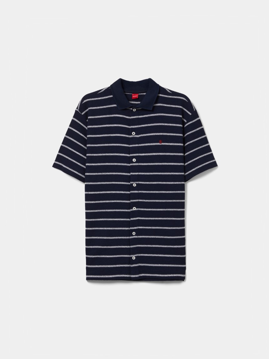 Polo camisa às riscas de manga curta