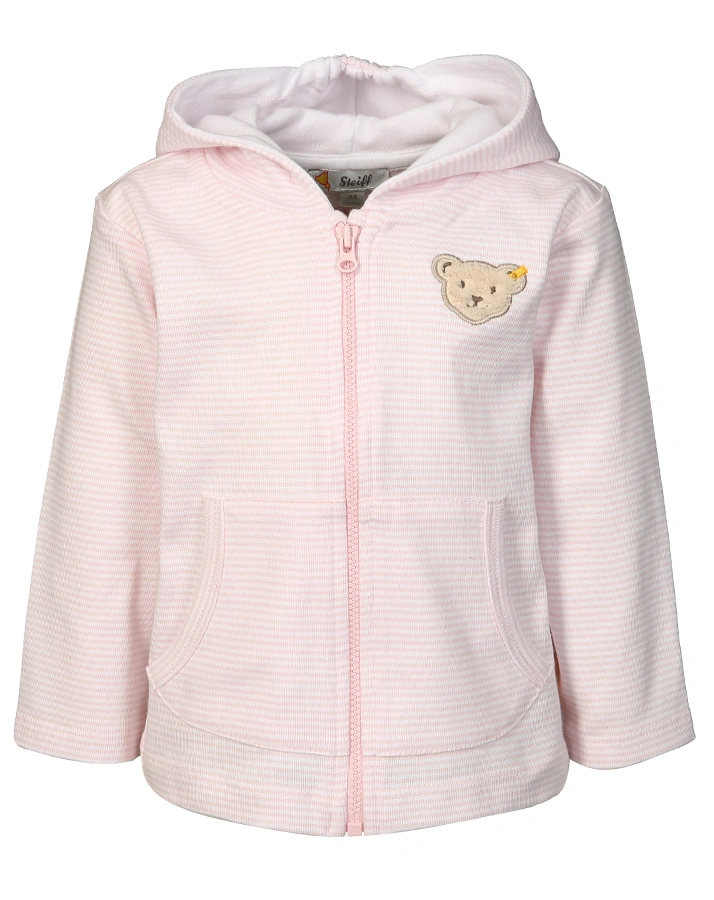 Kapuzenjacke BASIC geringelt in rosa/weiß
