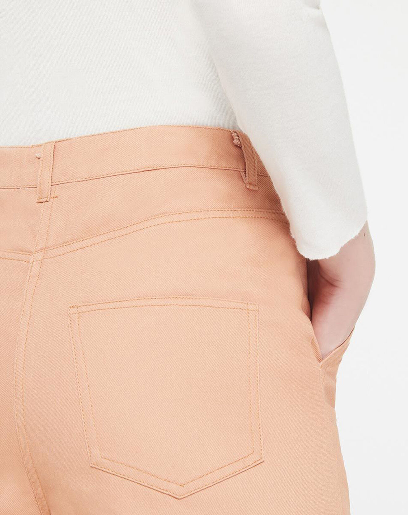 Galeries Lafayette Pantalon 7/8 en twill de coton biologique Clément rose pêche