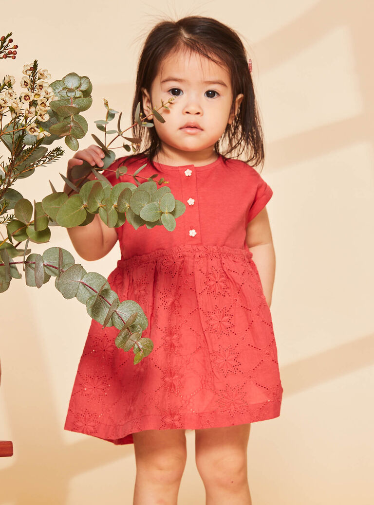 Robe bi-matière coquelicot