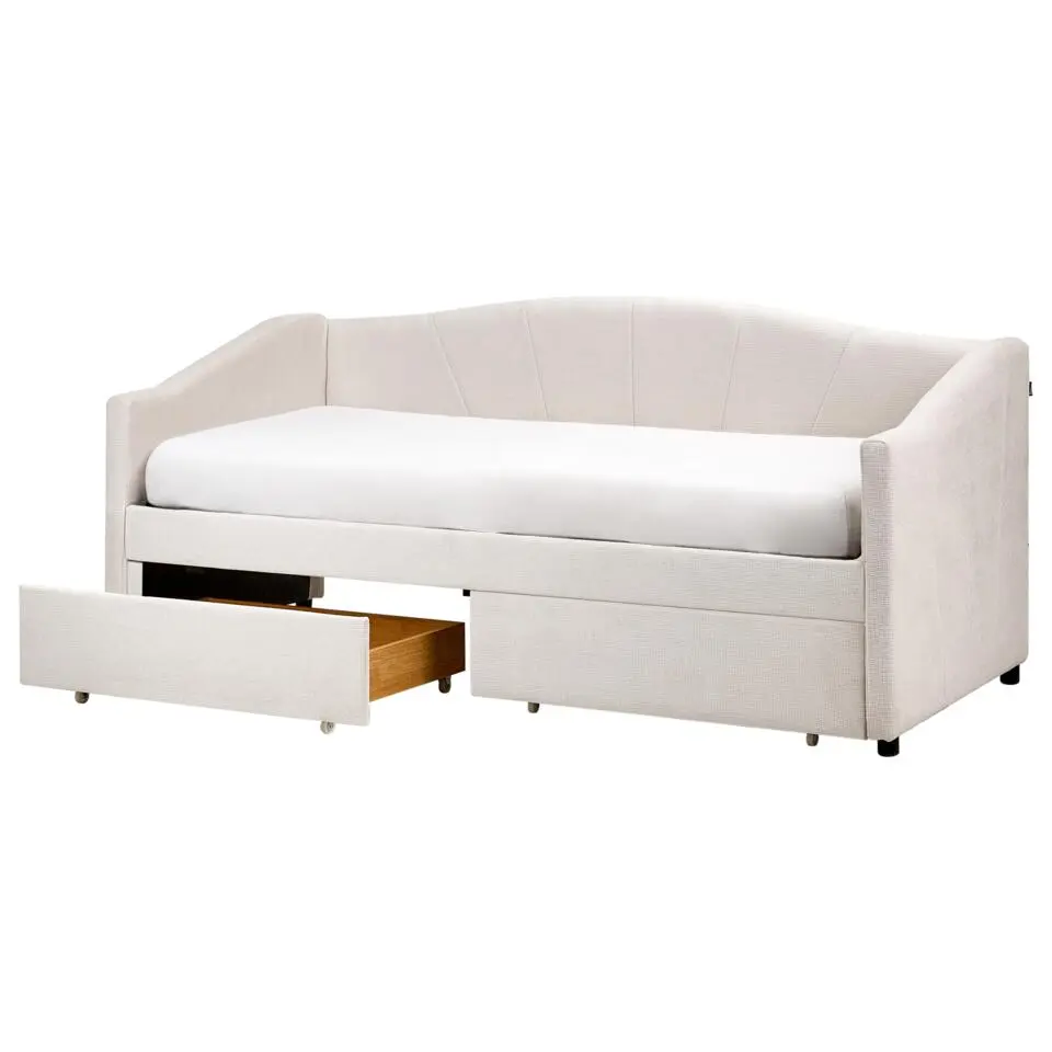VITTEL - Bed met opberger - Beige - Polyester