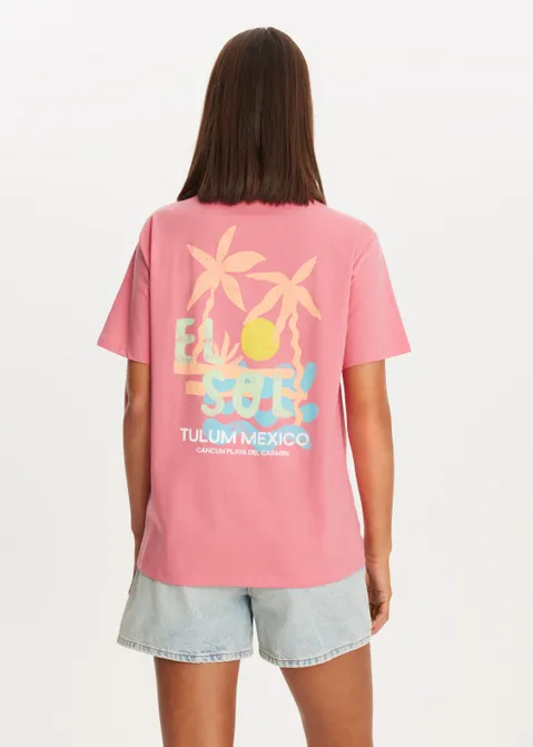 T-shirt met print el sol roze (ROS.VIN)