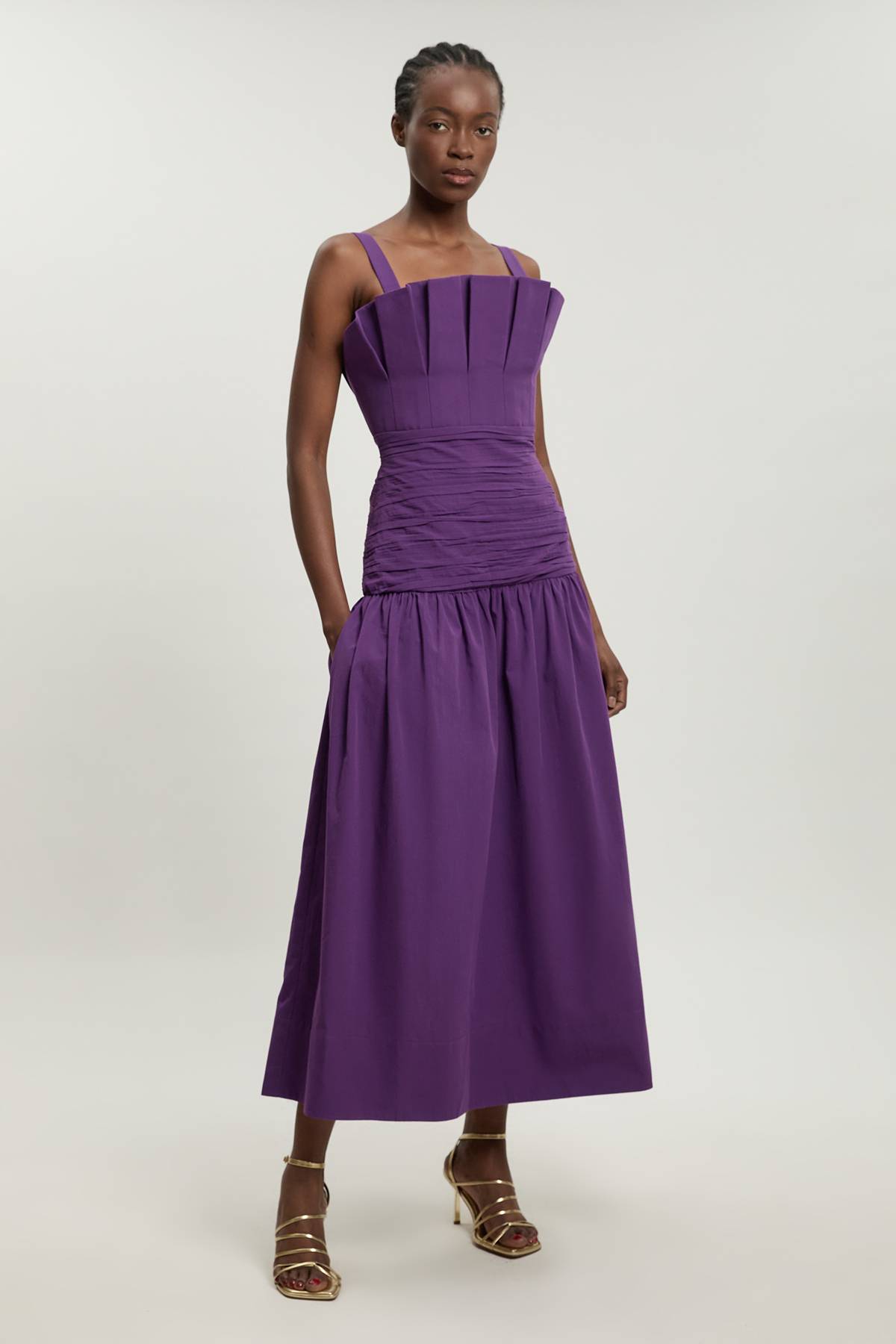 KarenMillen Robe Midi Plissée En Popeline