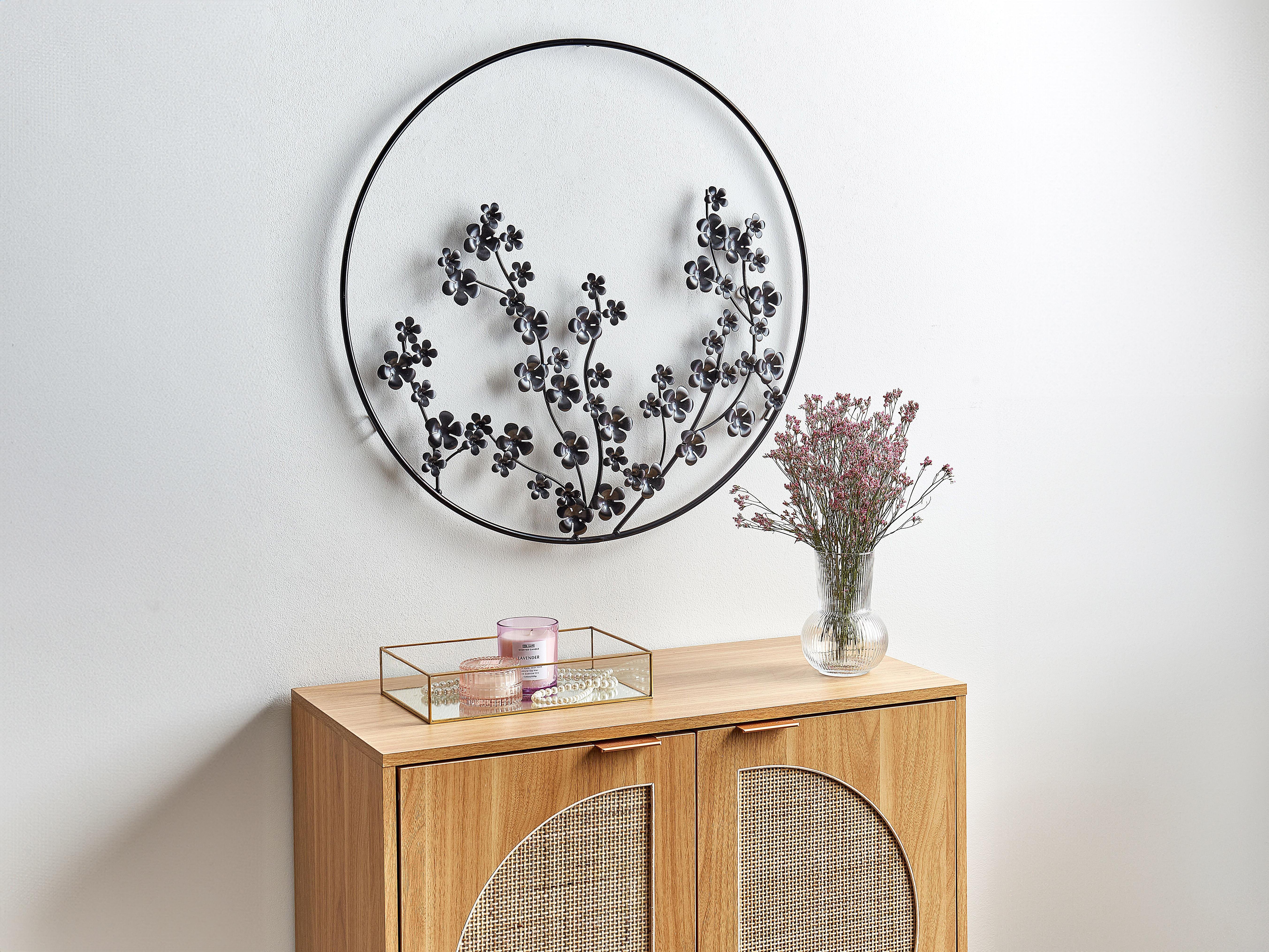 Wanddecoratie Bloem STRONTIUM Metaal 70 cm Zwart