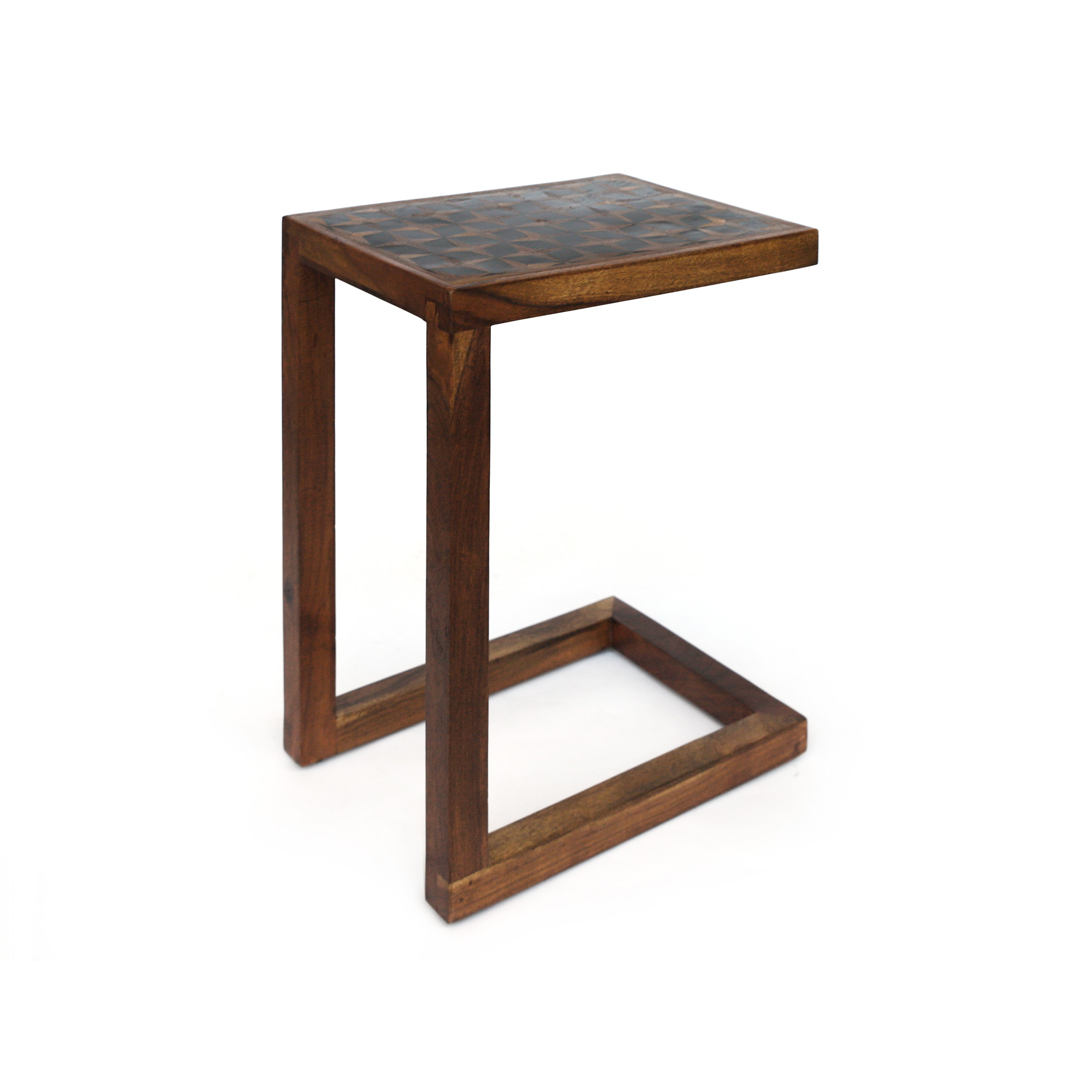Sofa-Beistelltisch mit Intarsien, H 60 cm, B 42 cm, L 28 cm von fischer's lagerhaus