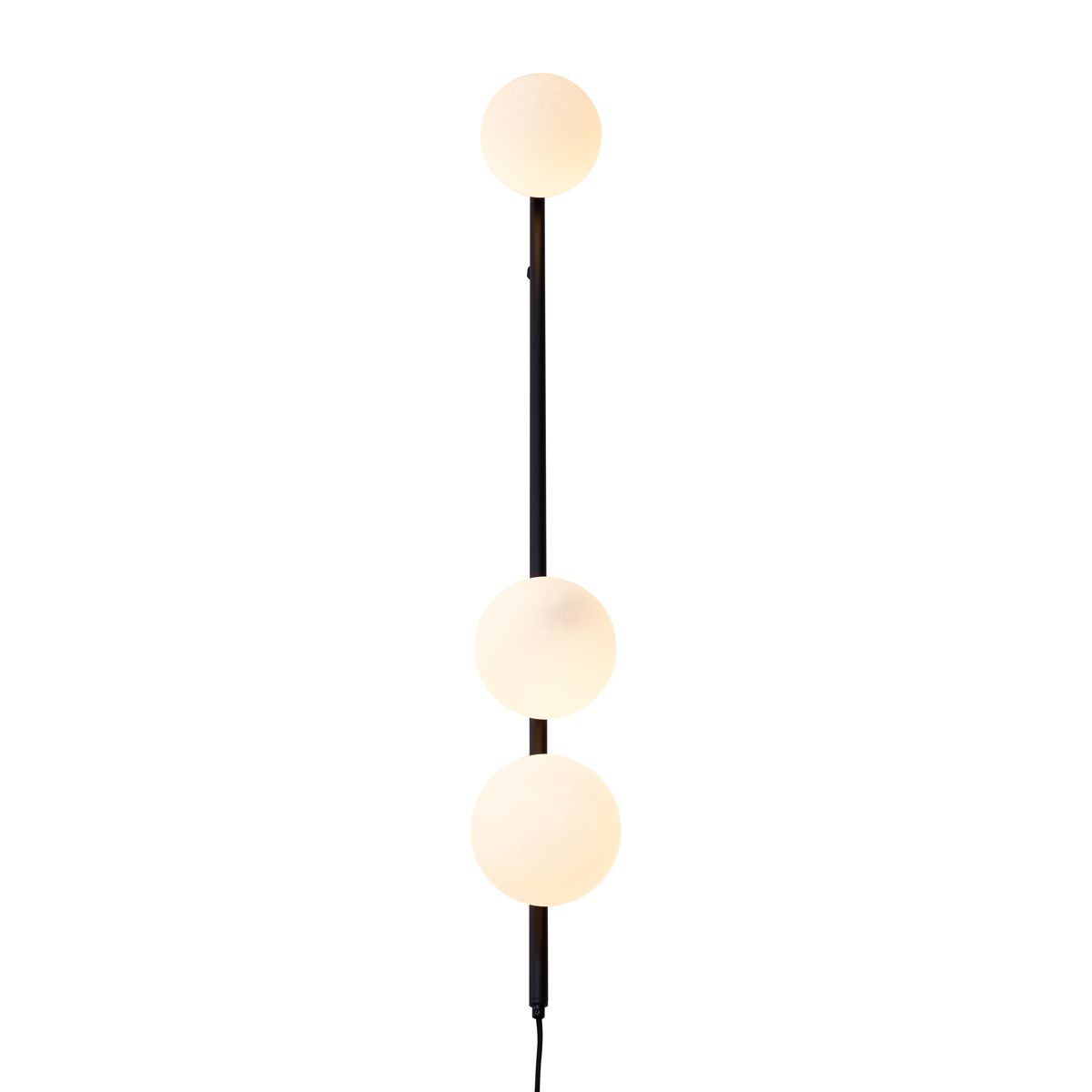 Design wandlamp zwart met mat glas 3-lichts - Vertical