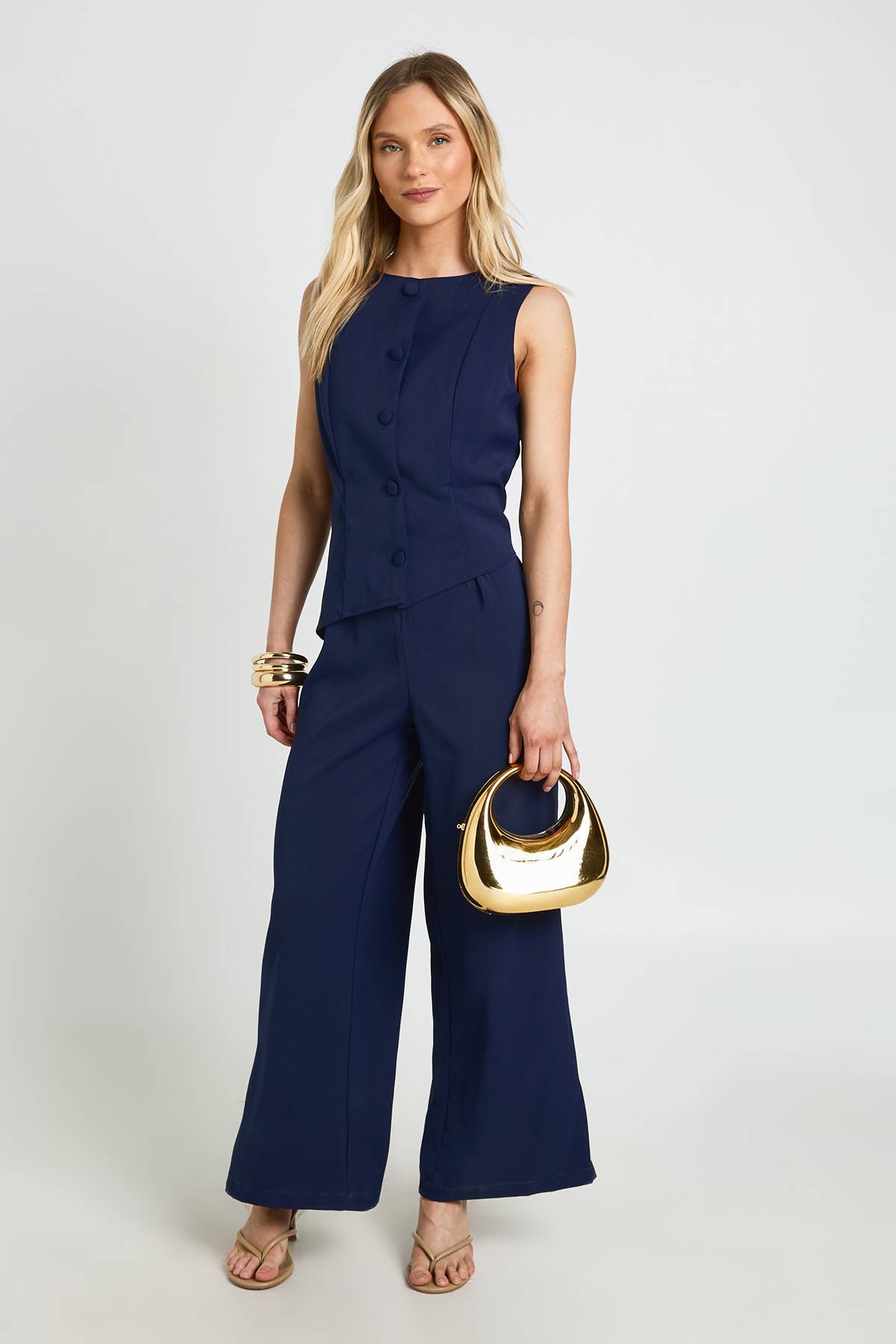 boohoo Combinaison Pantalon Large À Gilet Petite Taille