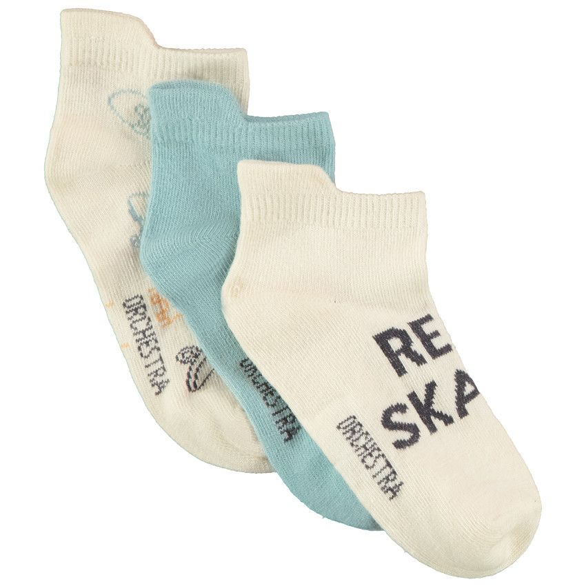 Lot de 3 paires de chaussettes courtes Skate pour garçon - Ecru