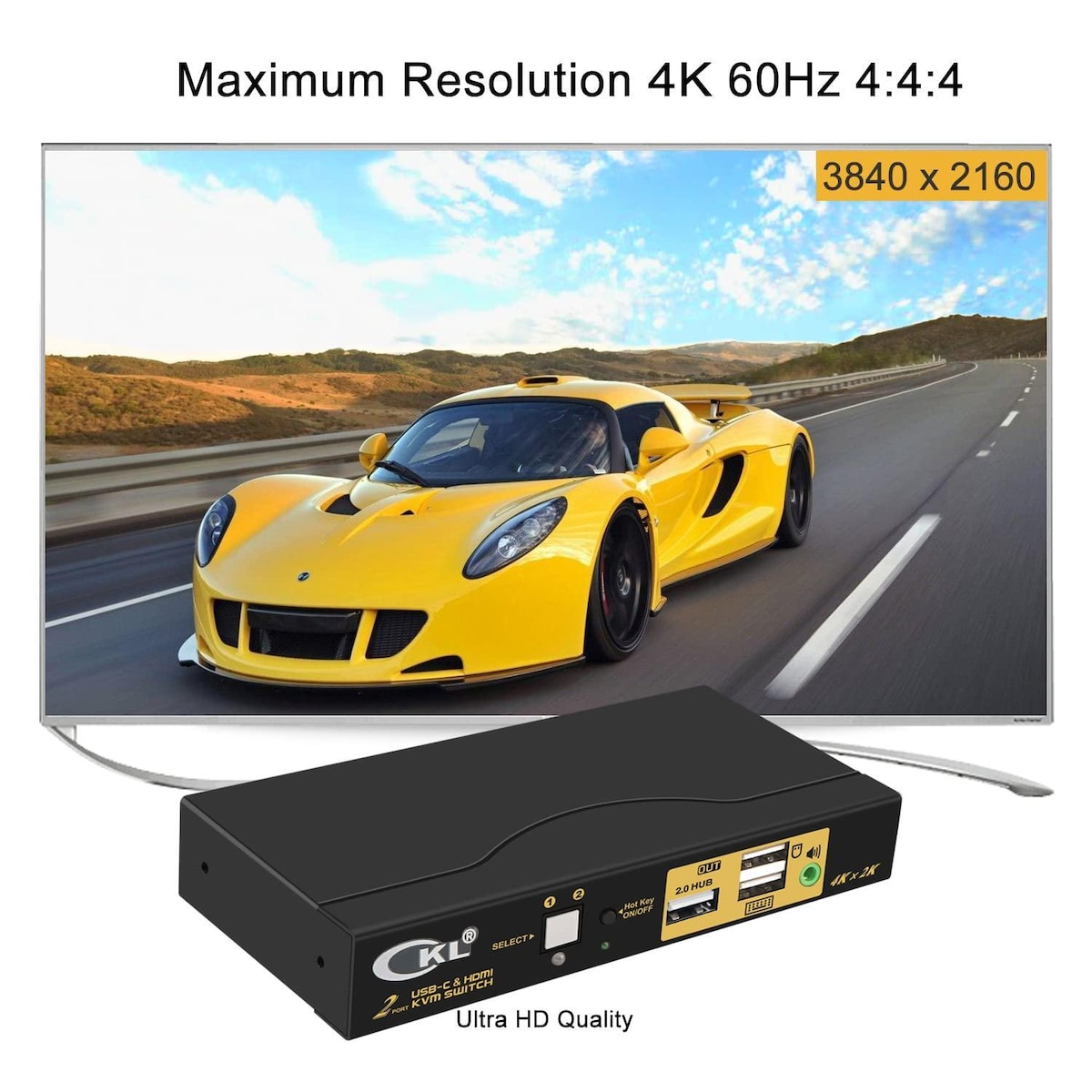 NÖRDIC 2 til 1 USB-C + HDMI KVM-svitsj, 4K 60Hz