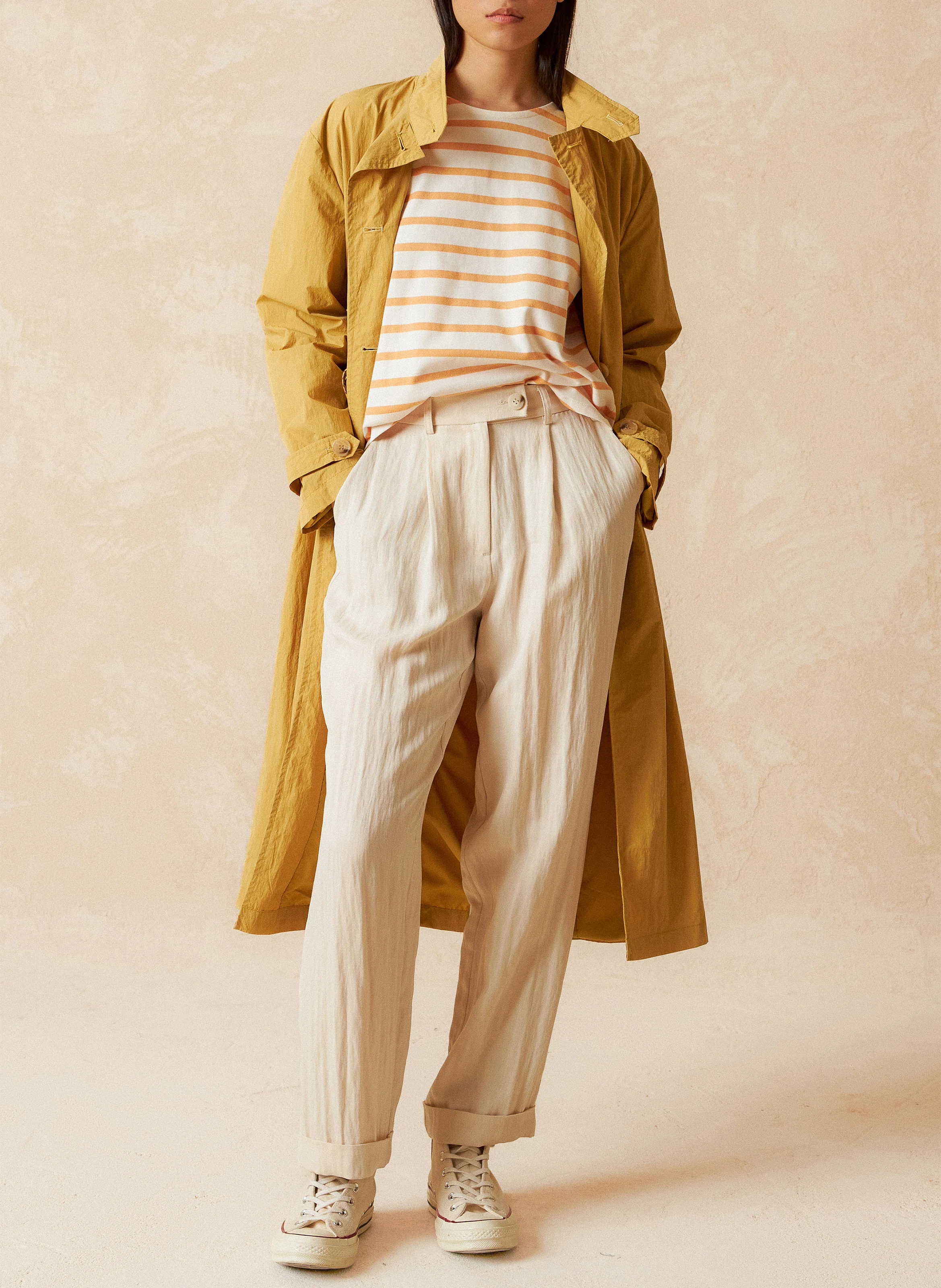 Pantalon droit| Beige