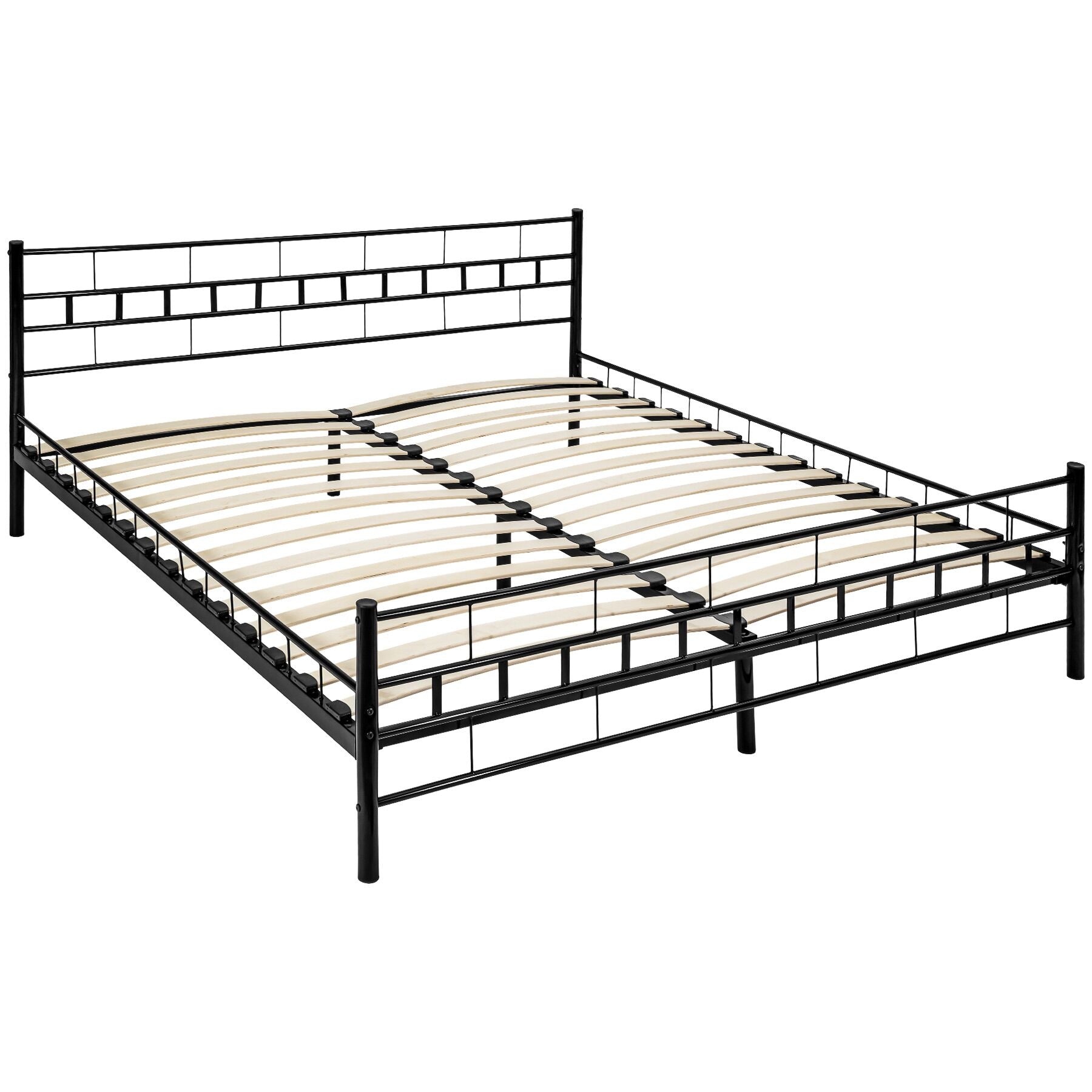tectakeÂ® Metalen bed met lattenbodem in modern ontwerp - Zwart