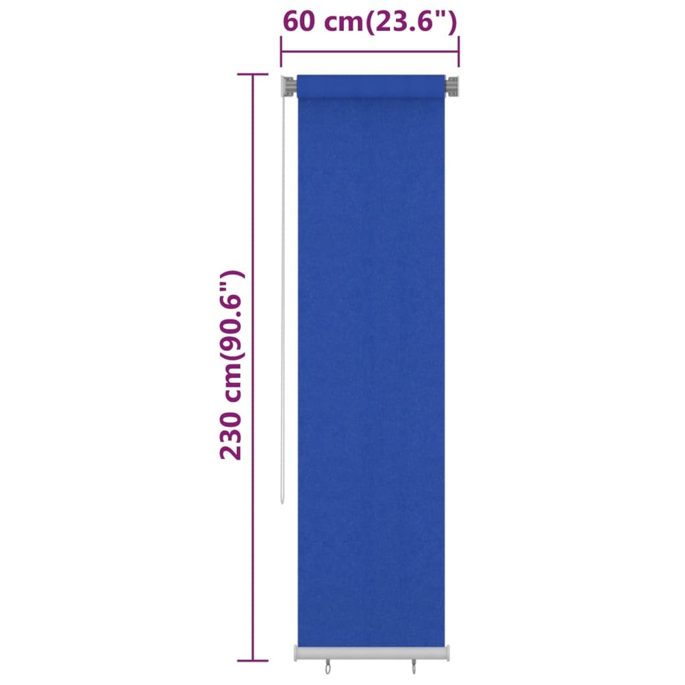 Store roulant d'extérieur 60x230 cm bleu pehd