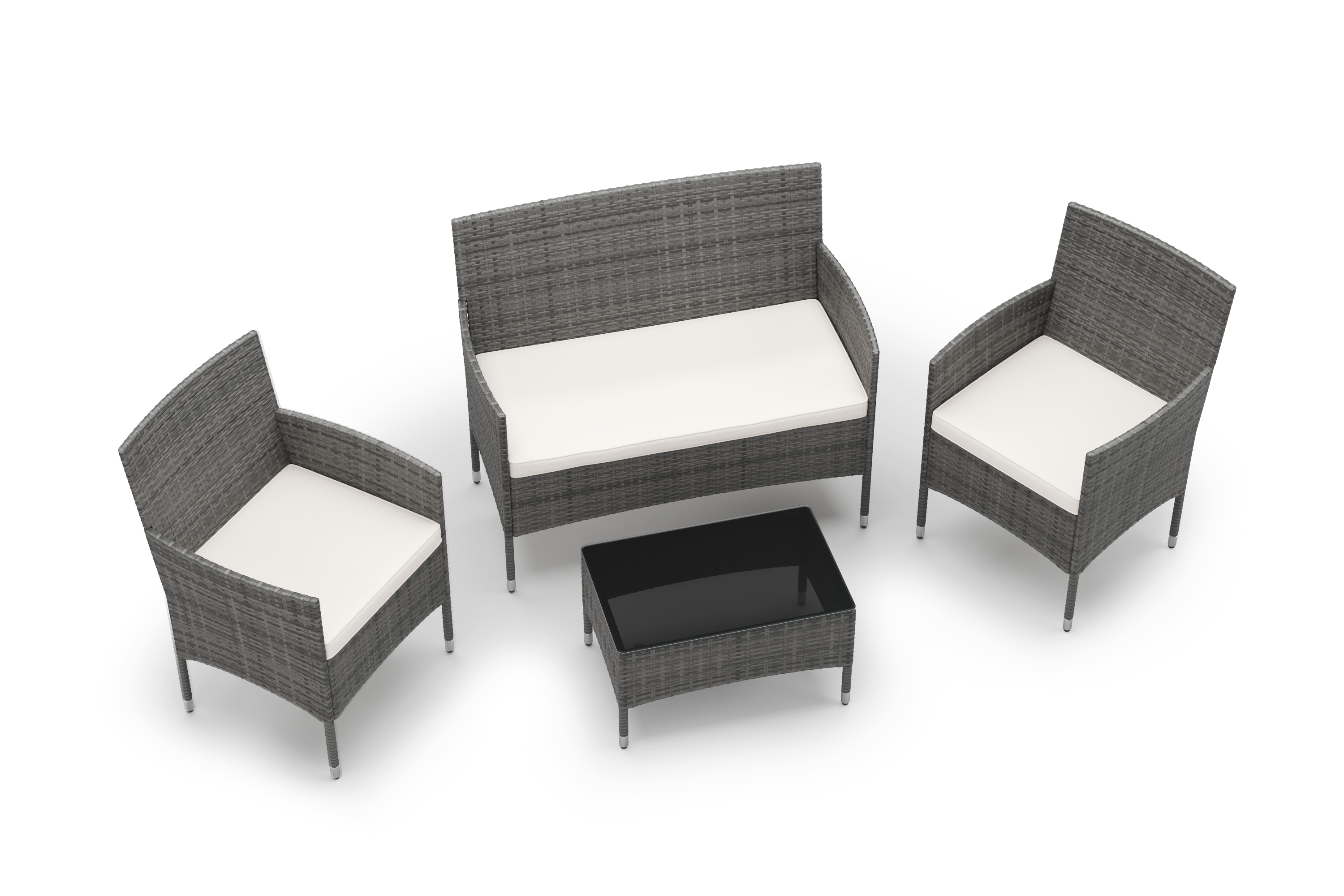 Gartenset Rattan MALIA grau/weiss