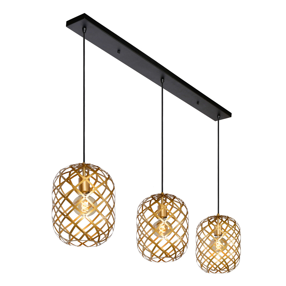 Lucide Wolfram hanglamp 110cm 3x E27 goud mat