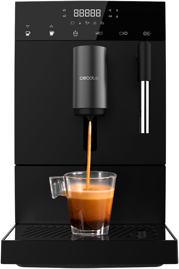 Cecotec Superautomatische Kompakt-Kaffeemaschine Cumbia Cremmaet Compact Steam, 1350 W, 19 Bar, Thermoblock, Plug&Play, personalisierter Kaffee, 5 Mahlstufen, Selbstreinigung, Dampferzeuger