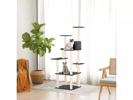 Arbre à chat avec griffoirs en sisal Gris foncé 153 cm