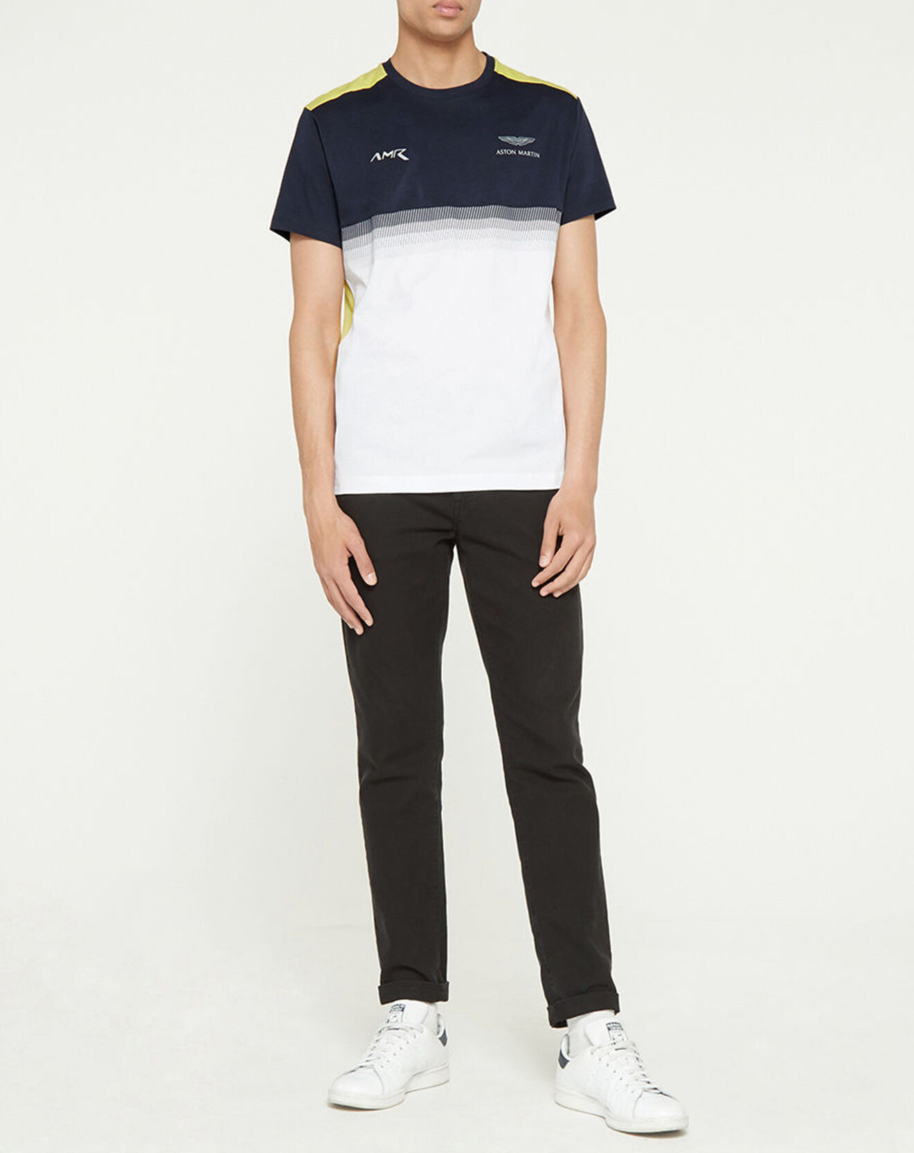 Hackett London T-Shirt Aston Martin Racing colorblok blanc/bleu