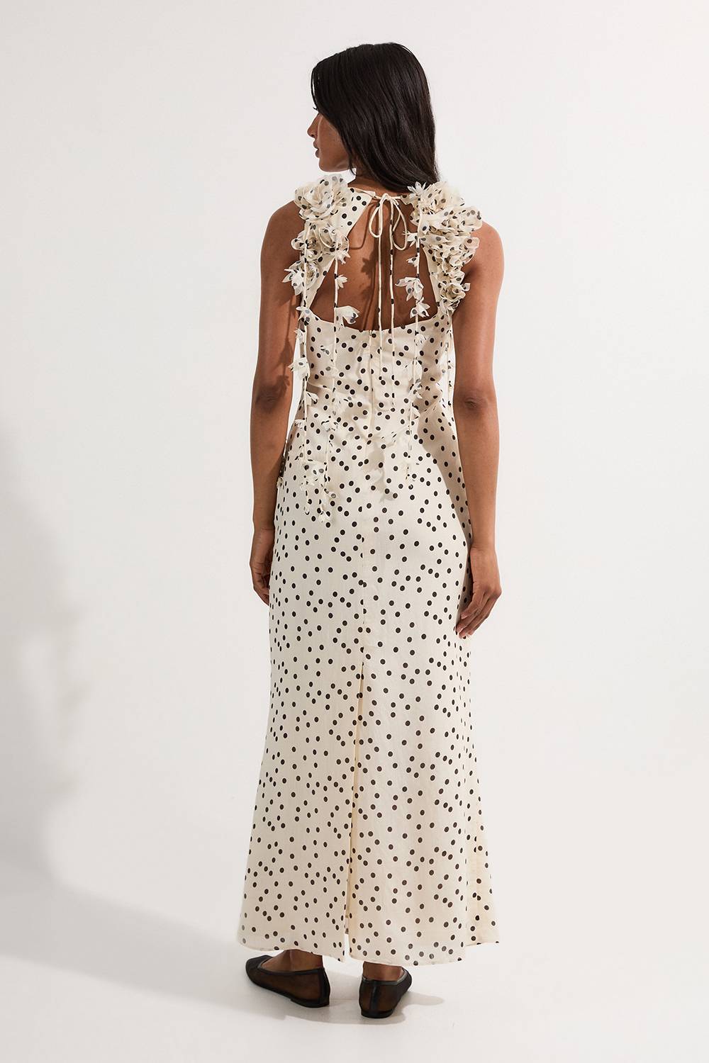 KarenMillen Robe maxi tissée à col halter ornée d'appliqués imprimés à pois