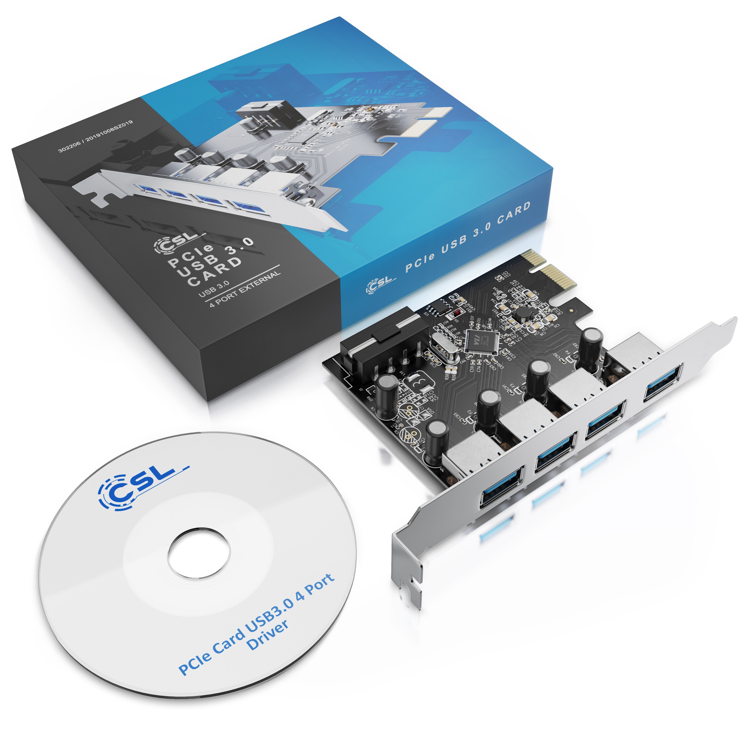 CSL 4 Port USB 3.0 PCI Express Controllerkarte 4 externe Schnittstellen / interner USB Hub
