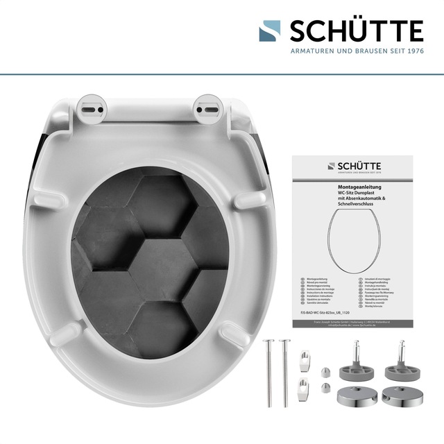 Schütte WC-Sitz »Grey Hexagons« Duroplast, mit Absenkautomatik und Schnellverschluss