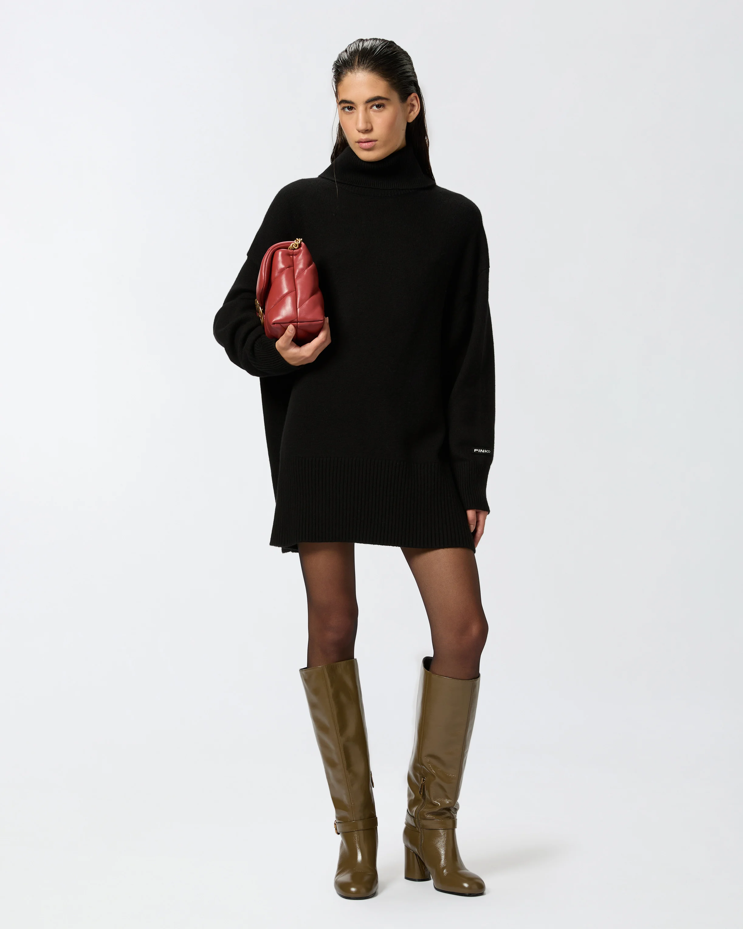 Robe courte avec col montant | Noir