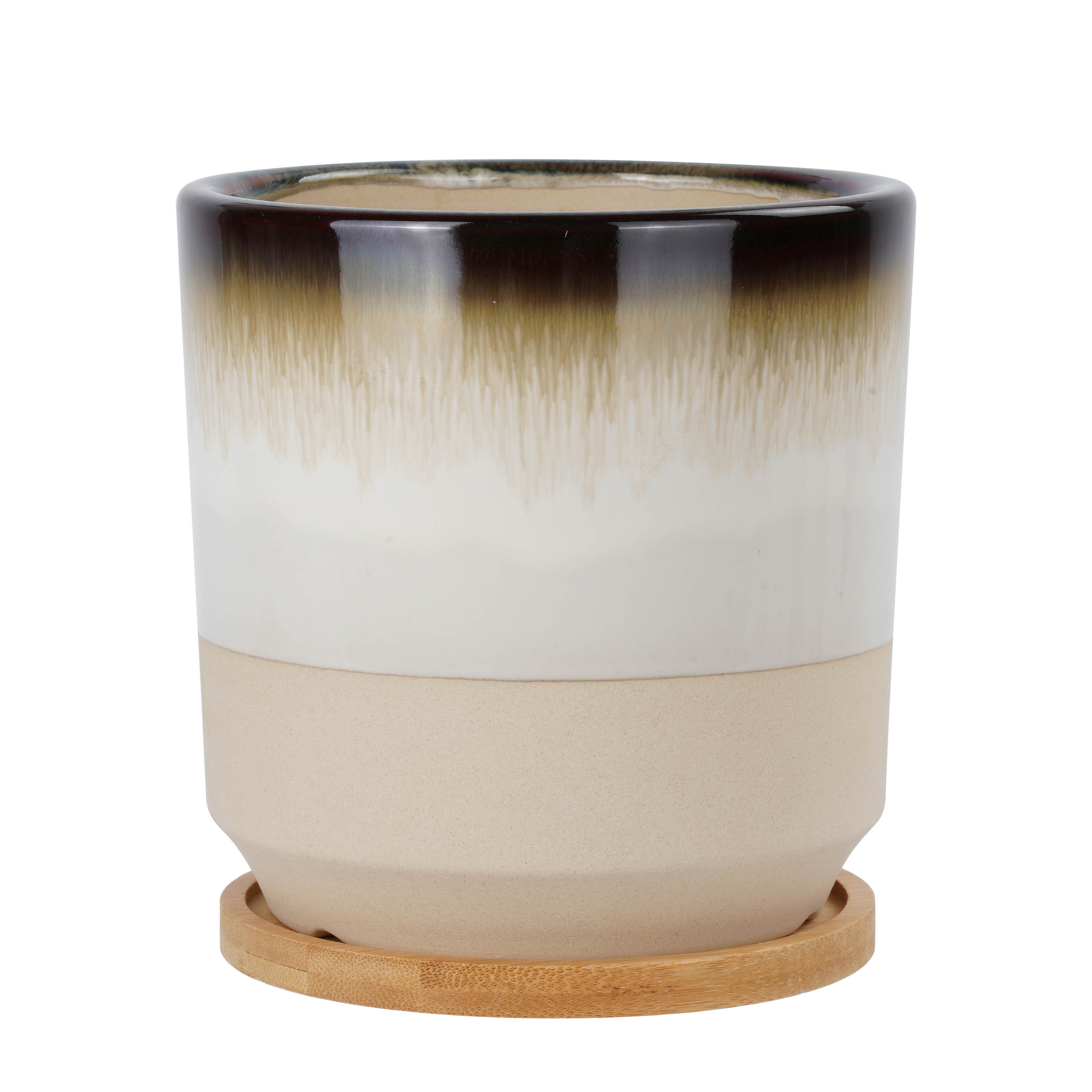 Blumentopf Keramik 14.5 cm weiss/beige