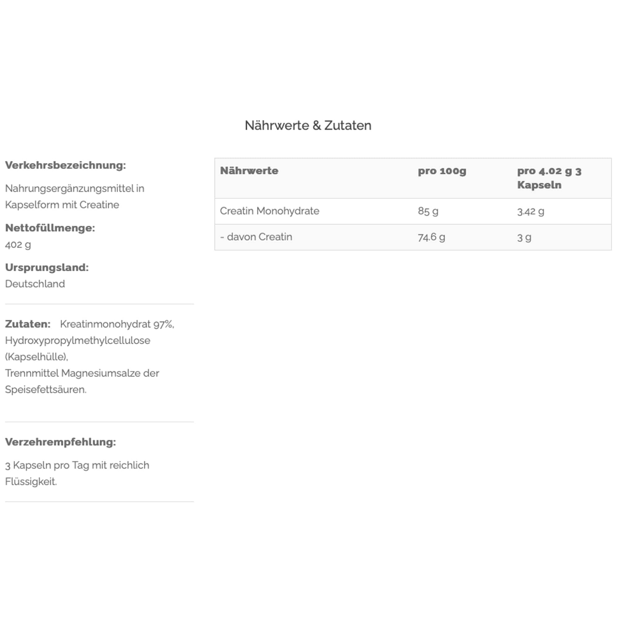 TNT Creatine Monohydrate 300 Kapseln mit Creapure® - Made in Germany