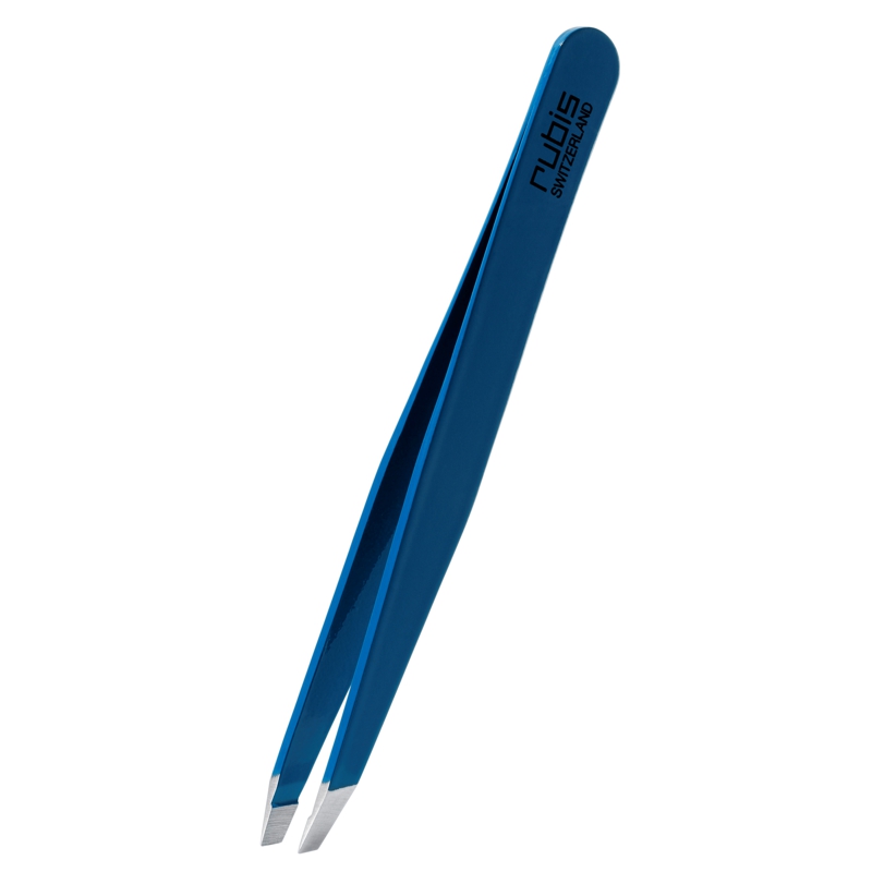 RUBIS Pinzette schräg blau Inox 1 Stk