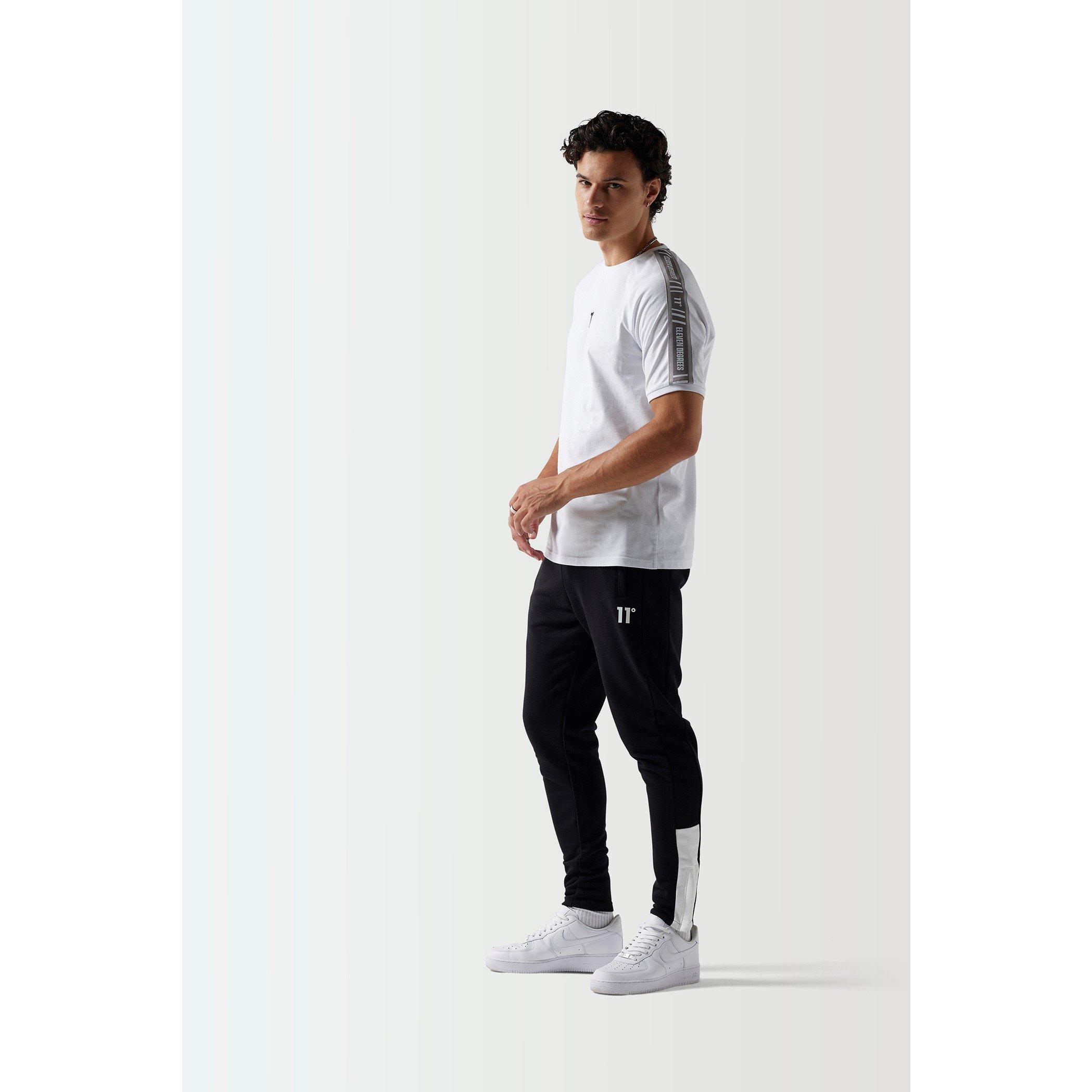 11 Degrees 11D Colour Block Slim Fit Joggers Black  White
