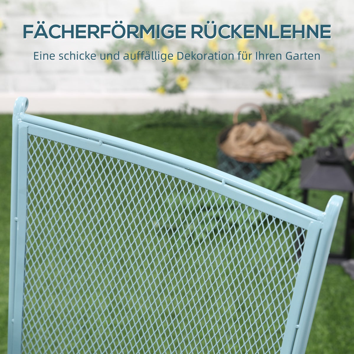 Outsunny 3-delige tuinmeubelset, bistroset, 55,5L x 55,5B x 69,5H cm, metaal, blauw