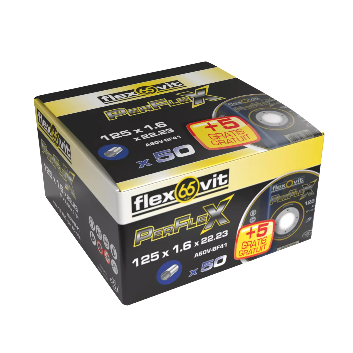 Flexovit 66252850061 Perflex doorslijpschijven - 125 x 1,0mm - 50   5 gratis