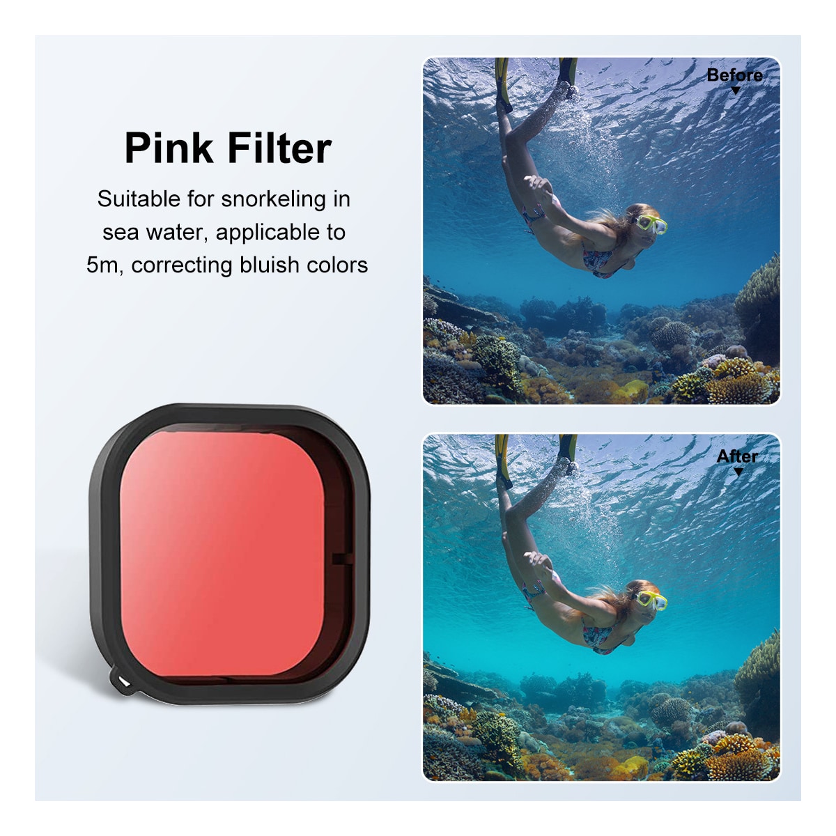 Vanntett dykkerfilter for GoPro Hero 11/10/9 Rød