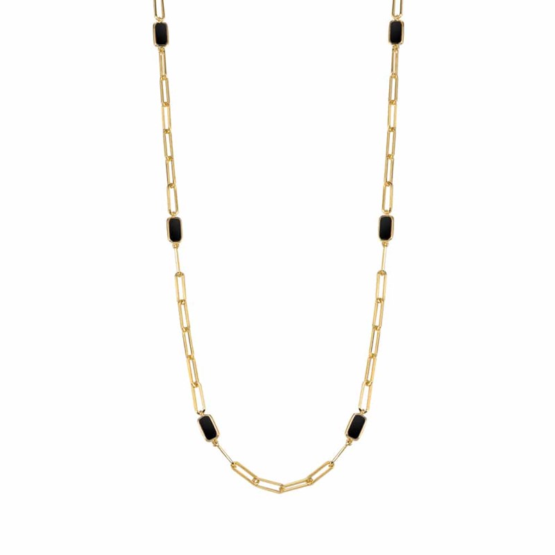 Collier Chaine Argent-dore Céline Pierre Onyx