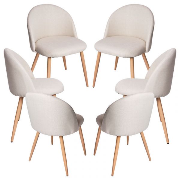 Conjunto 6 Cadeiras Vint Tecido Beige