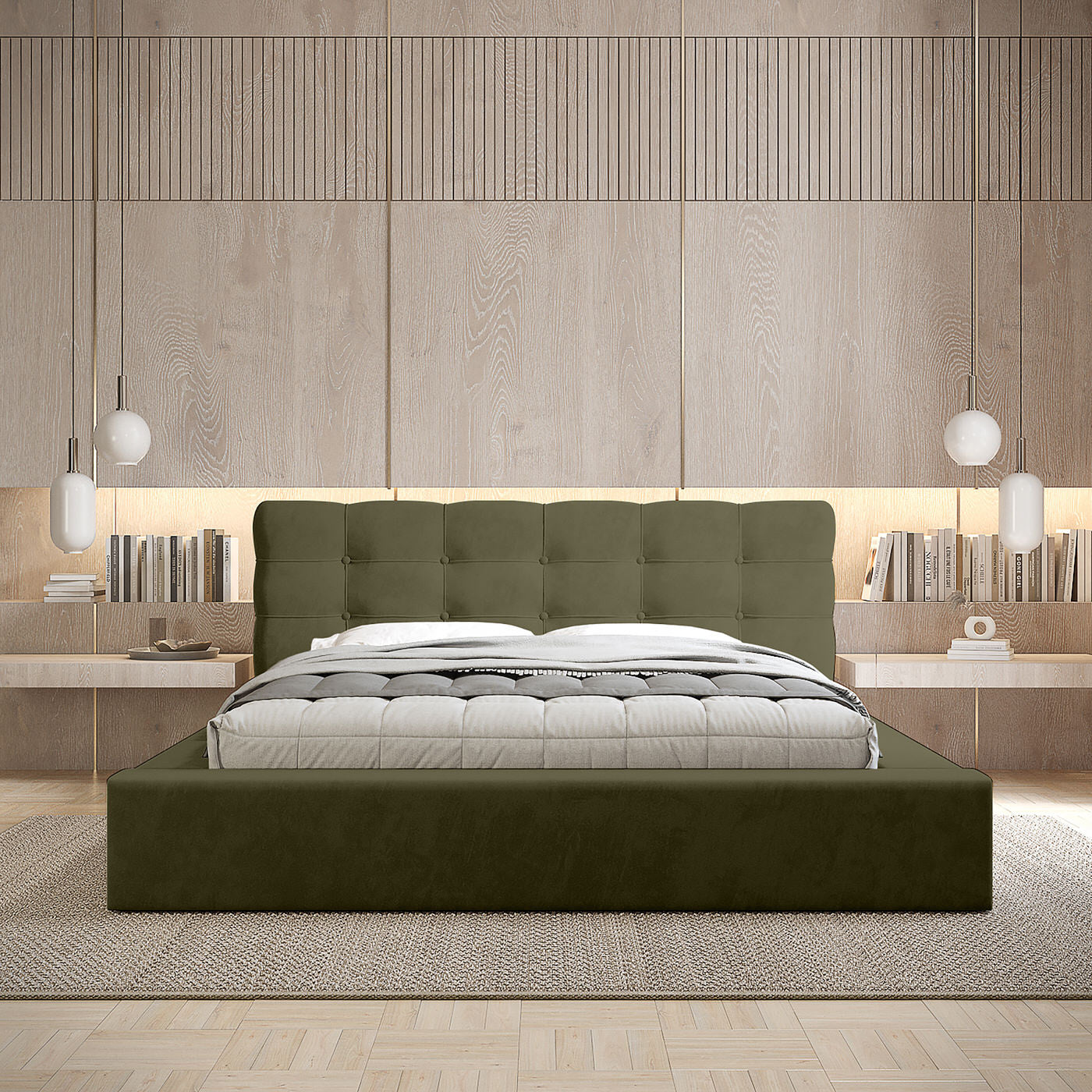 Trae Mobler Grace 140 x 200 cm Gestoffeerd Bed Bosgroen