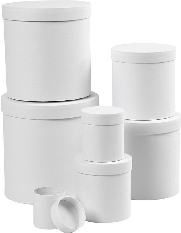 Ronde Dozen - Wit - Papier-maché - Set van 7