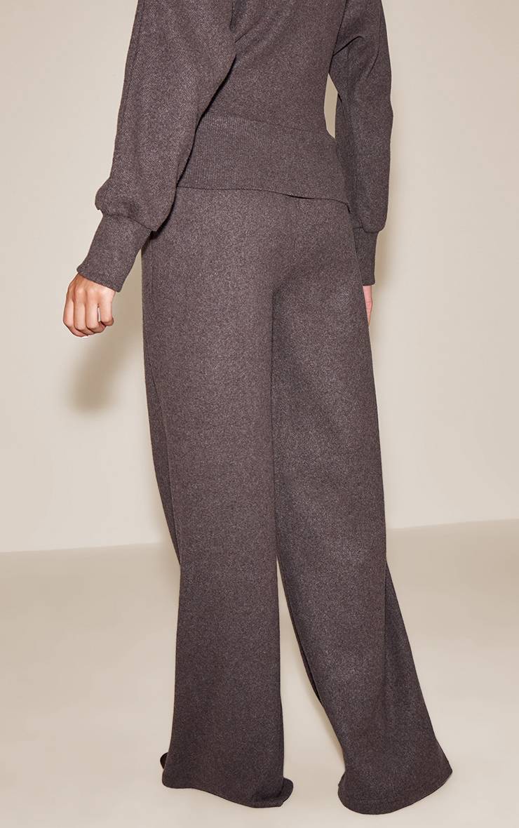 Marron Foncé Pantalon Large Taille Basse Côtelé Doux Ensemble Coordonné