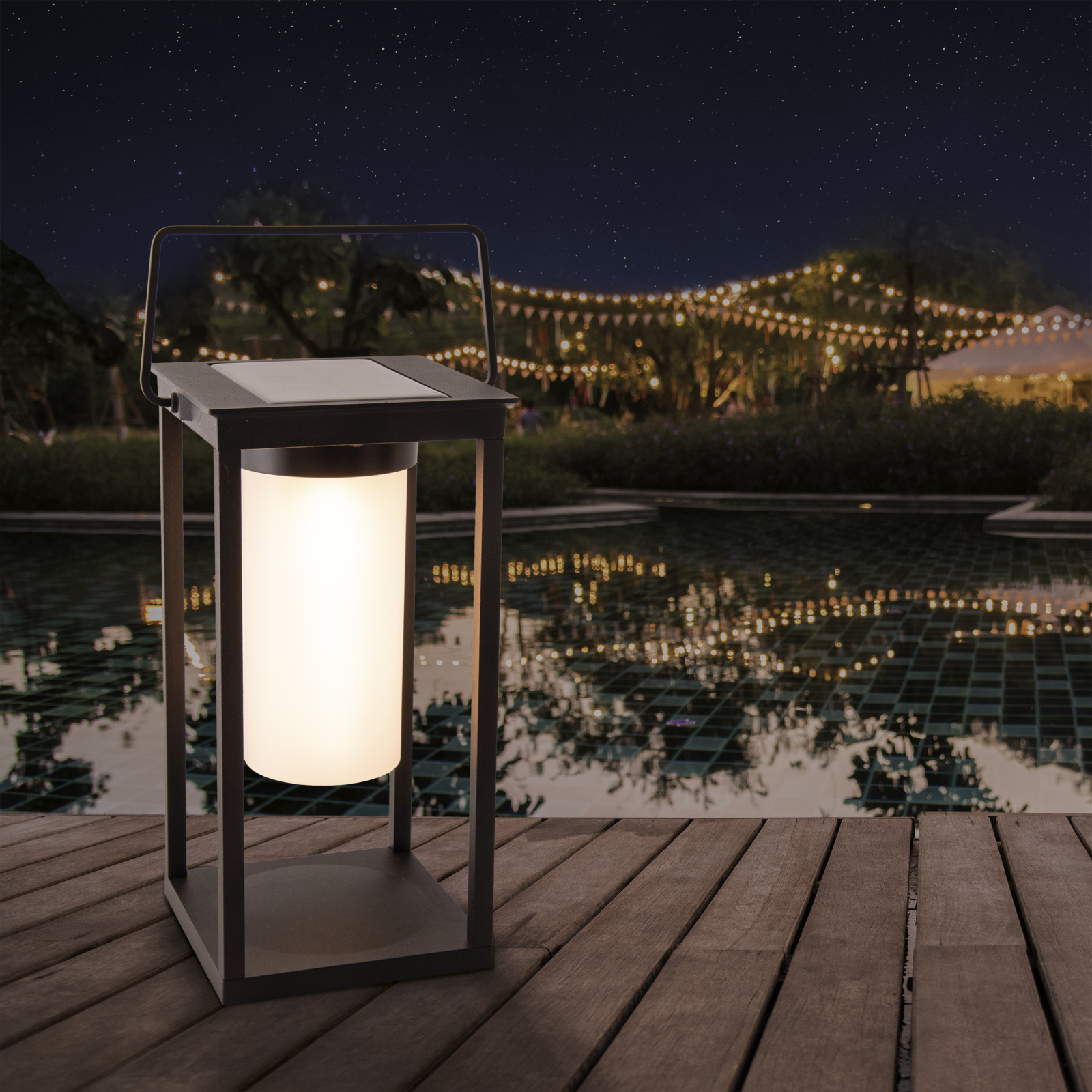 LED-Solarlaterne - schwarz - 2 Helligkeitsstufen
