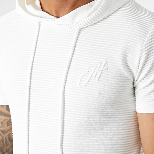 Ensemble Tee Shirt Capuche Et Short Jogging Blanc