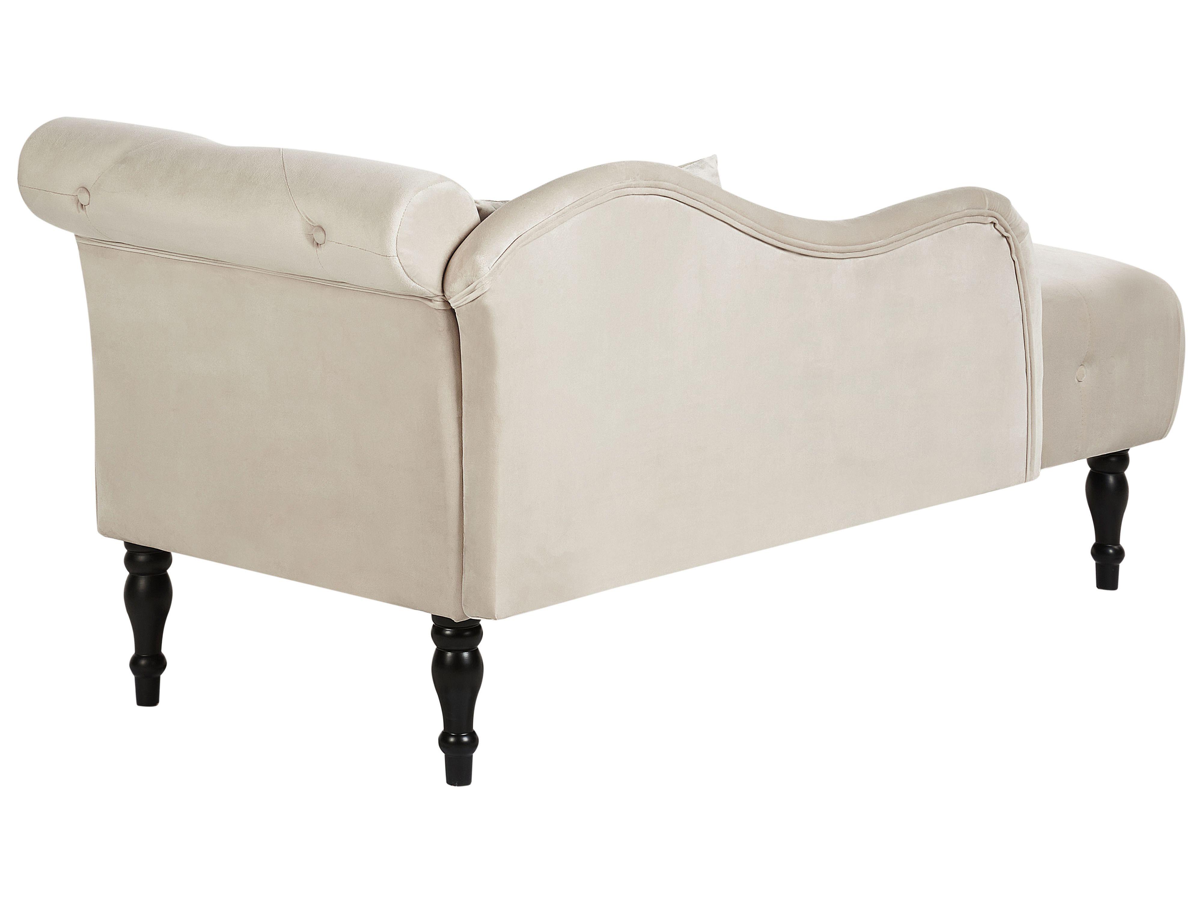 Rechtszijdige chaise longue IVRY Fluweel Lichtbeige