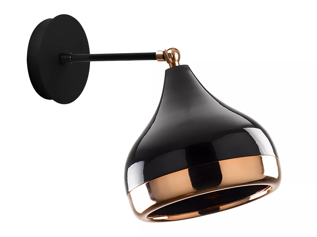 Applique en métal à abat-jour orientable - D. 17 x H. 28 cm - Noir et cuivré - YILDO