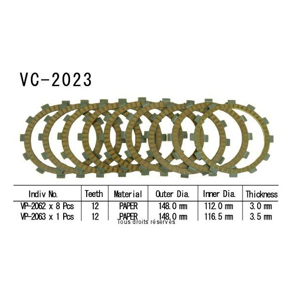 Kyoto - Disques garnis d'embrayage VC2023